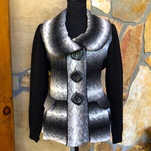 Ombre Mohair Blend AVETTE Jacket Faux Flap Pockets (M)